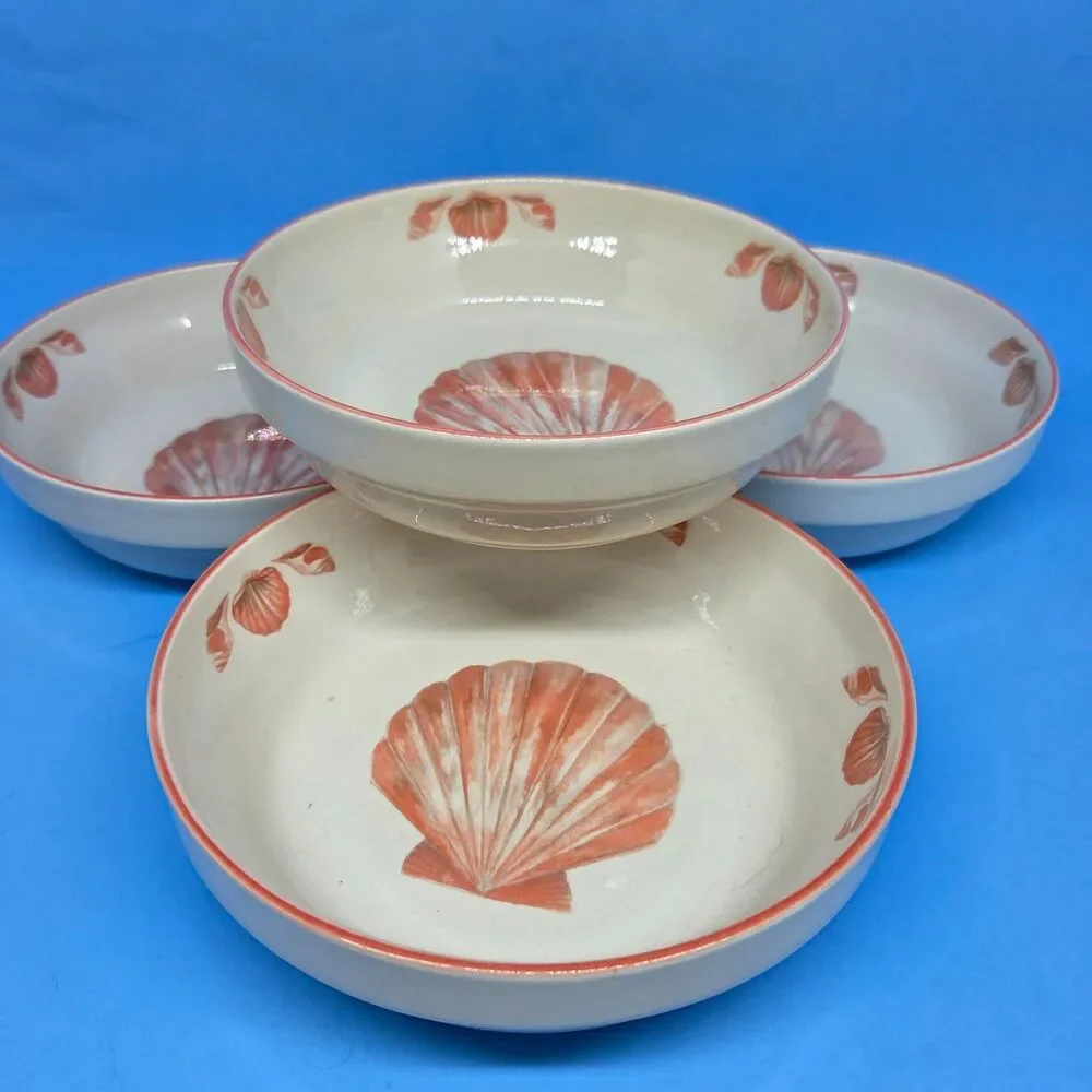 Sangostone Coquille Clam Seashell Soup Cereal Bowls Bowl 6.5 Inch Set Of 4